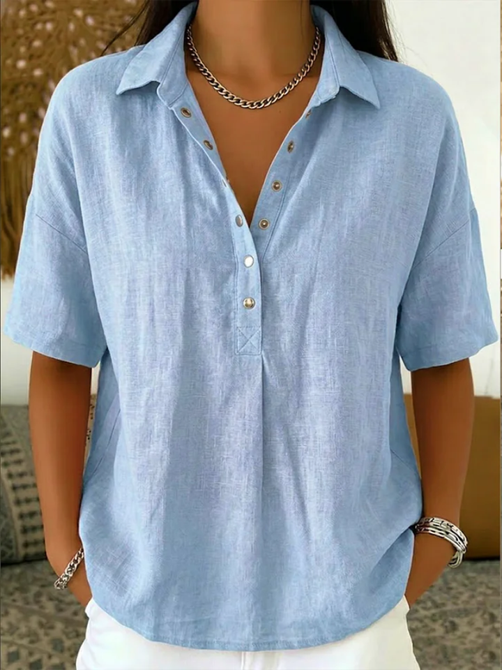 Freja Bluse med Knapdetalje