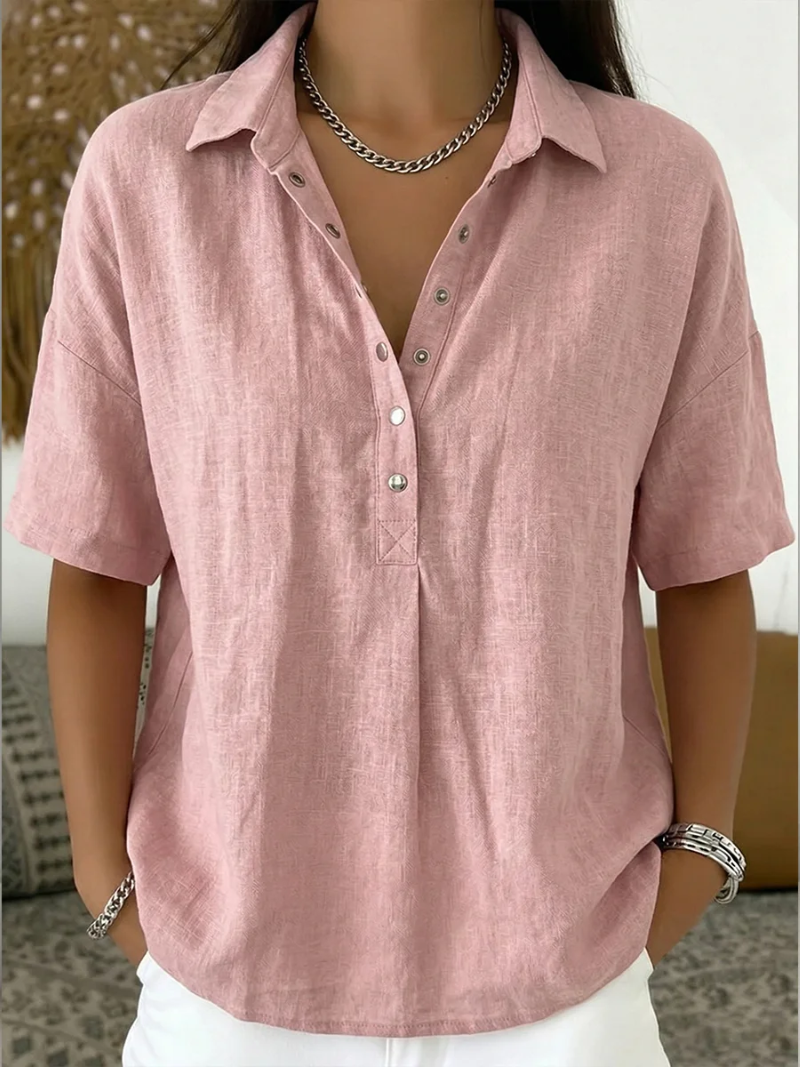 Freja Bluse med Knapdetalje
