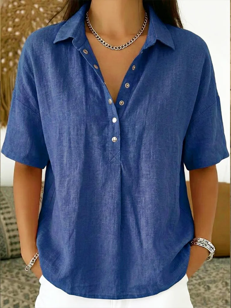 Freja Bluse med Knapdetalje